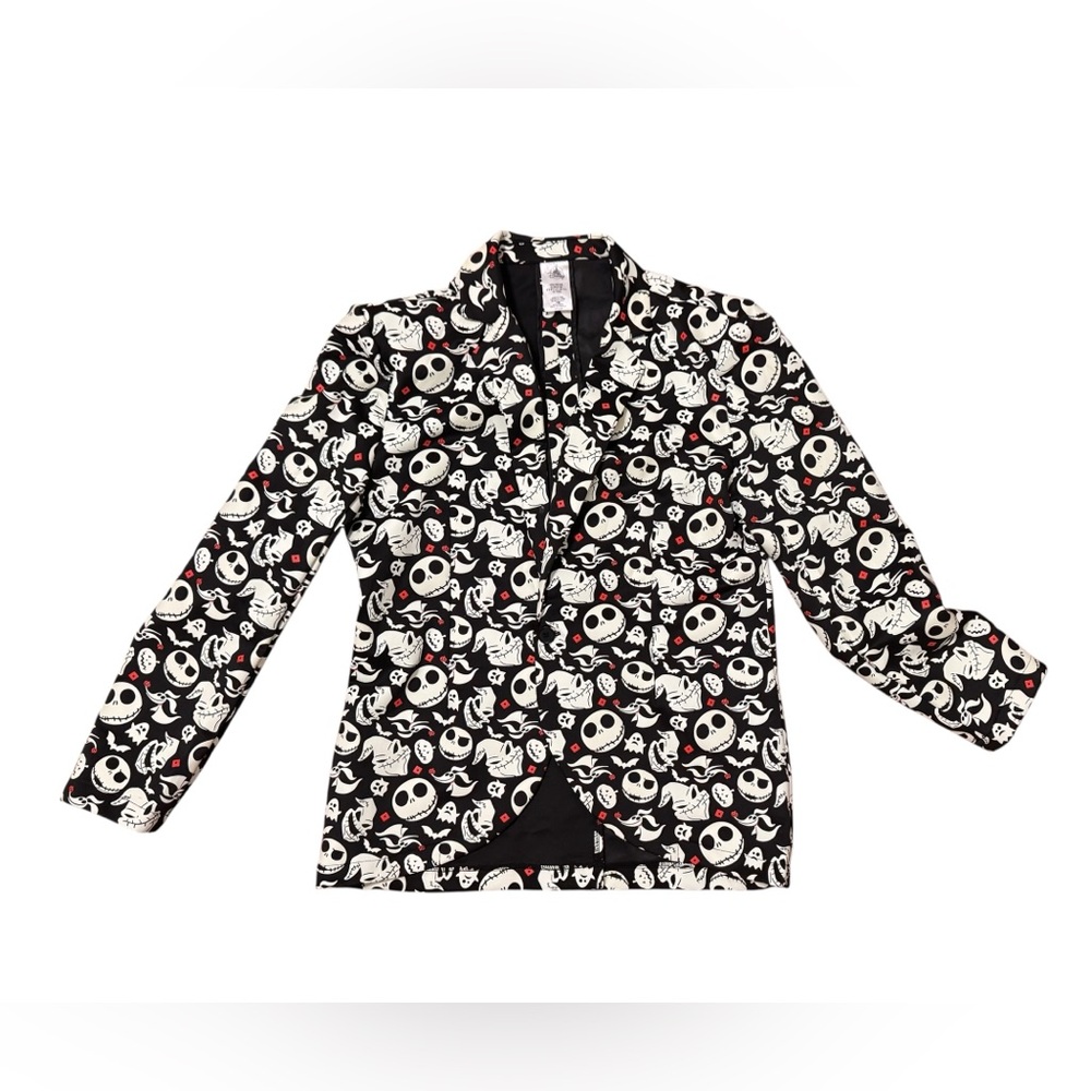 Disney Men’s Black Pajama Top with White Skull & Red Accent Print